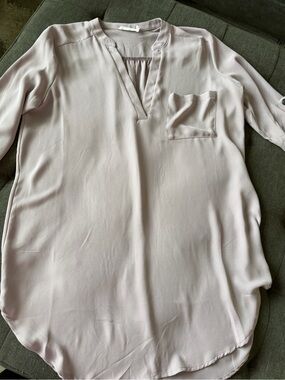 Light Blush Split-Neck Women's Blouse